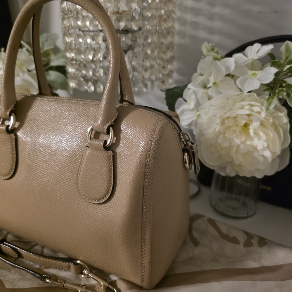 Coach Beige Leather Satchel - Picture 5 of 16